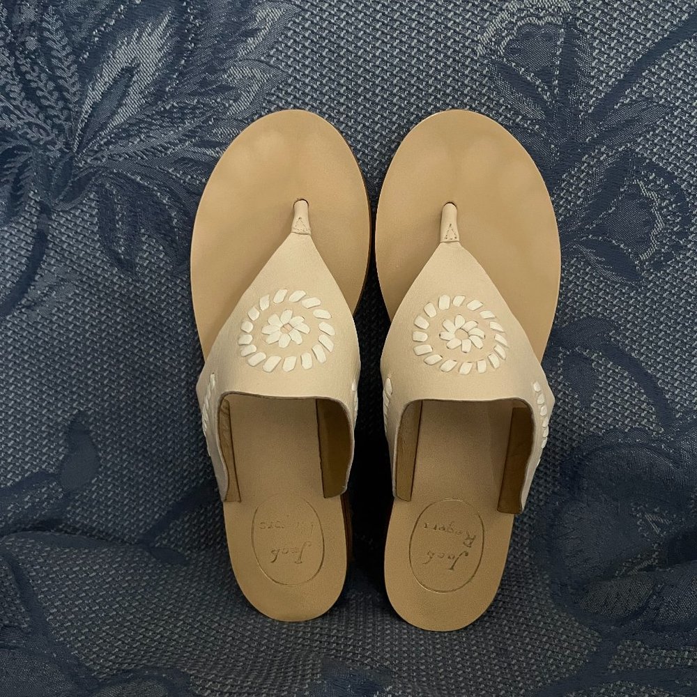 Jack Rogers Blair sandals beige & white women’s size 6.5 rare